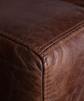 Portofino Leather Arm Chair Geisha Brown Stitching Detail