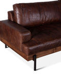 Portofino Industrial Leather Sofa, Geisha Brown Arm Detail