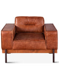 Portofino Modern Leather Arm Chair, Cocoa Brown Front View