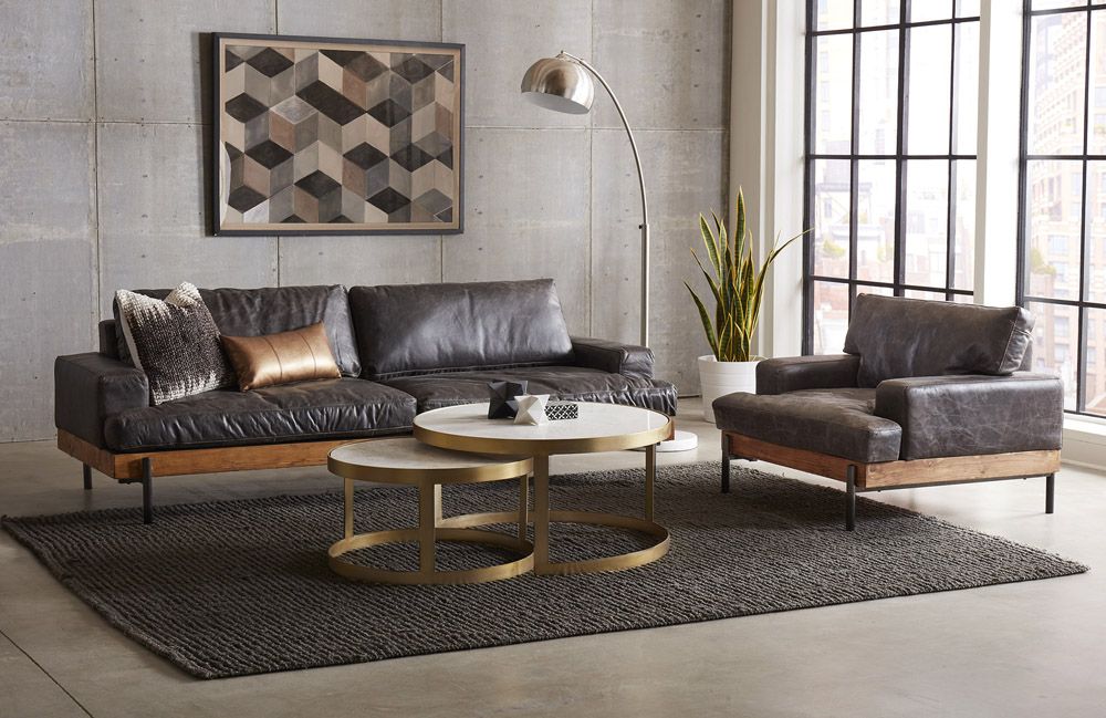 Industrial discount leather sofa