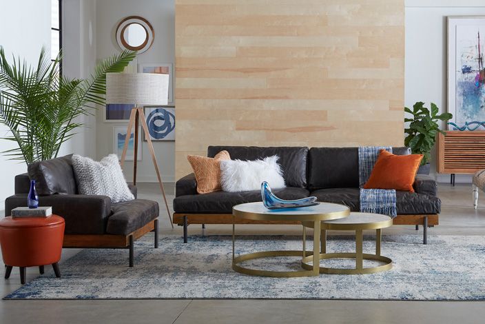 Black leather couch and discount chair