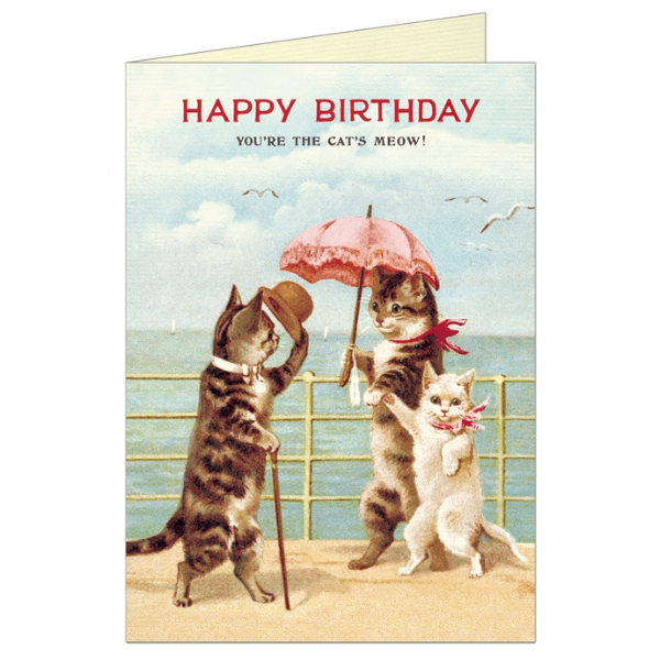 Happy Birthday You're The Cat's Meow Reproduction Imagery Vintage Style Greeting Card