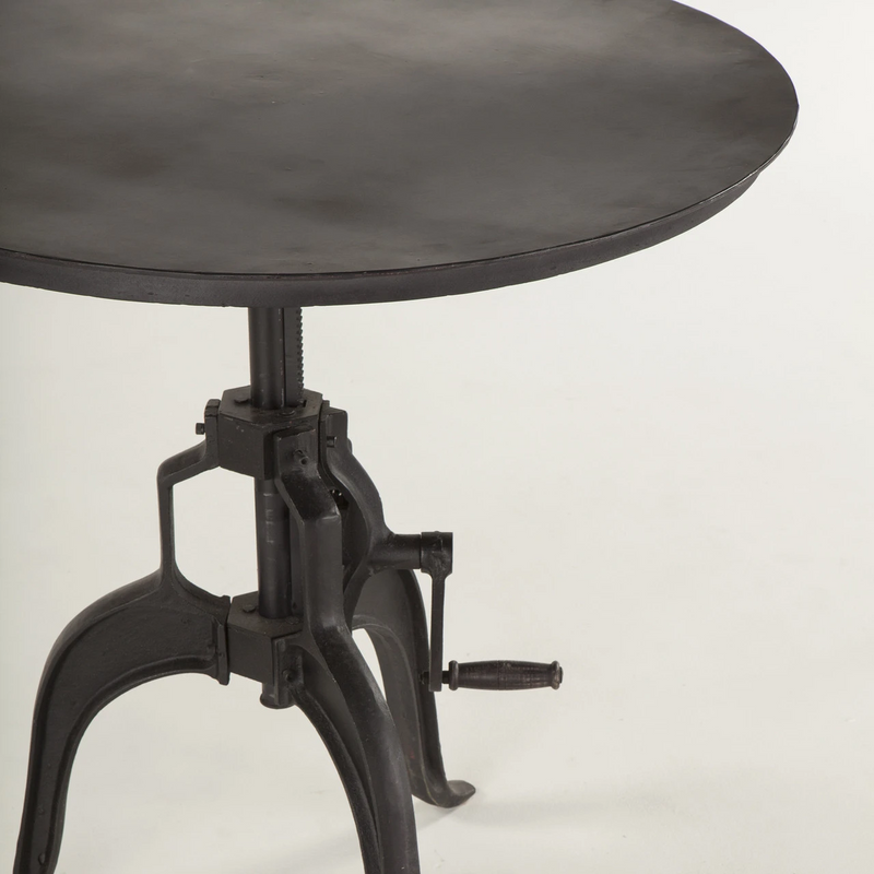Hoover Mason Black Iron Crank Dining Table