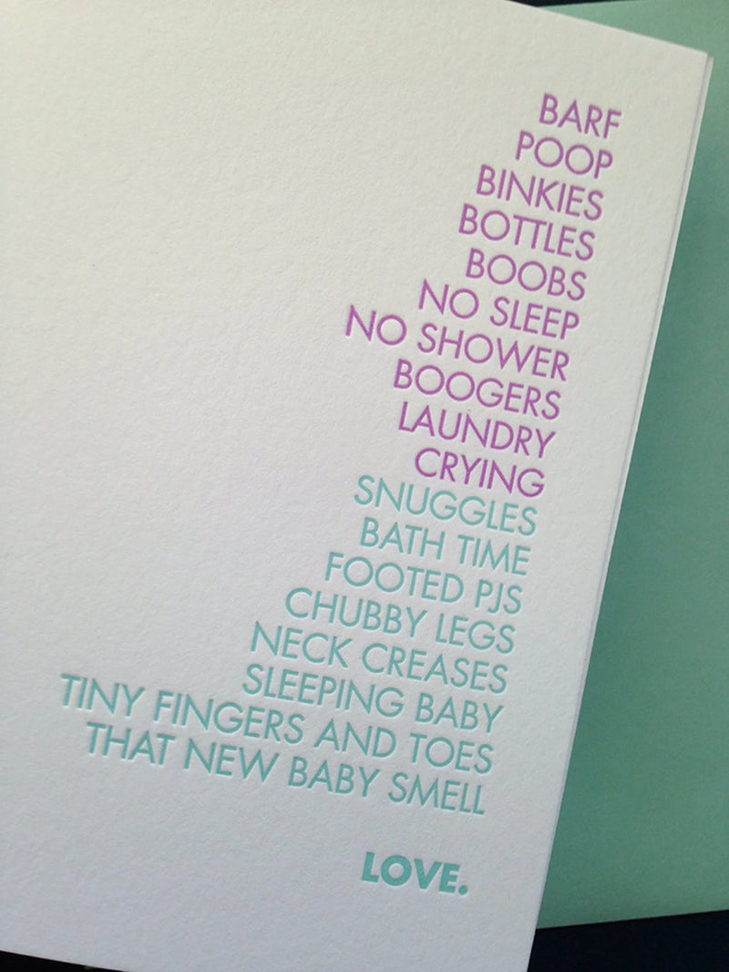 New Baby Smell Letterpress Card