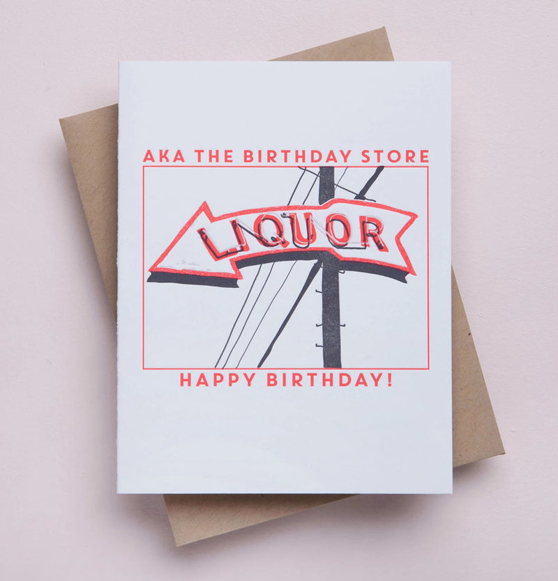 Liquor Birthday Letterpress Card