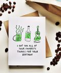 Favorite Things Birthday Greeting Card + Coffee + Beer + Music