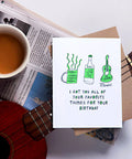 Favorite Things Birthday Greeting Card + Coffee + Beer + Music