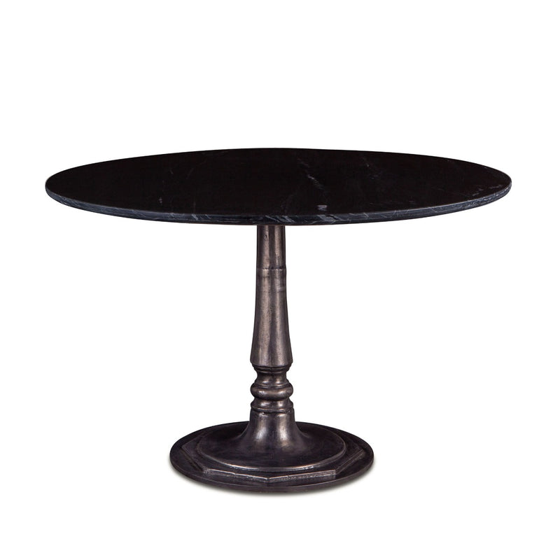 Palm Springs Round Dining Table Black Marble with Authentic Paris Cafe Base