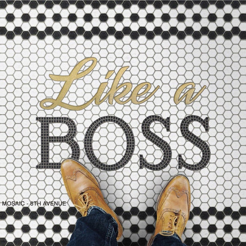 "Like A Boss" Mosaic Vinyl Welcome Mat - Spicher & Co.