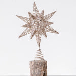 Metal Star Tree Topper with Gold Glitter Three Dimensional Moravian Star