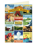 Cavallini National Parks Greeting Card + Any Occasion + Zion + Badlands + Grand Teton + Grand Canyon + Yosemite + Shenandoah + Glacier + Great Smoky Mountains + Joshua Tree + Everglades + Yellowstone + Bryce Canyon + Vintage Travel Poster