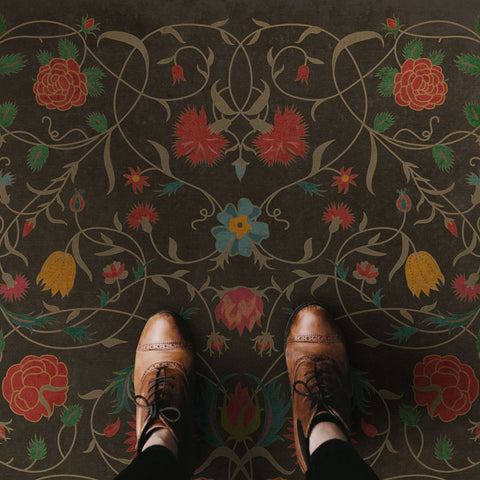 Williamsburg Floral "Susannah" Vinyl Floorcloth