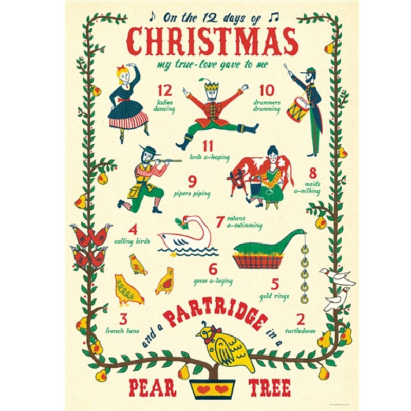 Cavallini Twelve Days Of Christmas Poster