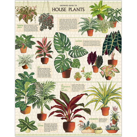 Cavallini Grower's Guide To House Plants Vintage 1000 Piece Jigsaw Puzzle + Best Puzzle + Family Time + Vintage Style + Rainy Day Activities