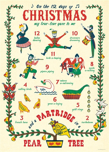 Cavallini Twelve Days Of Christmas Poster
